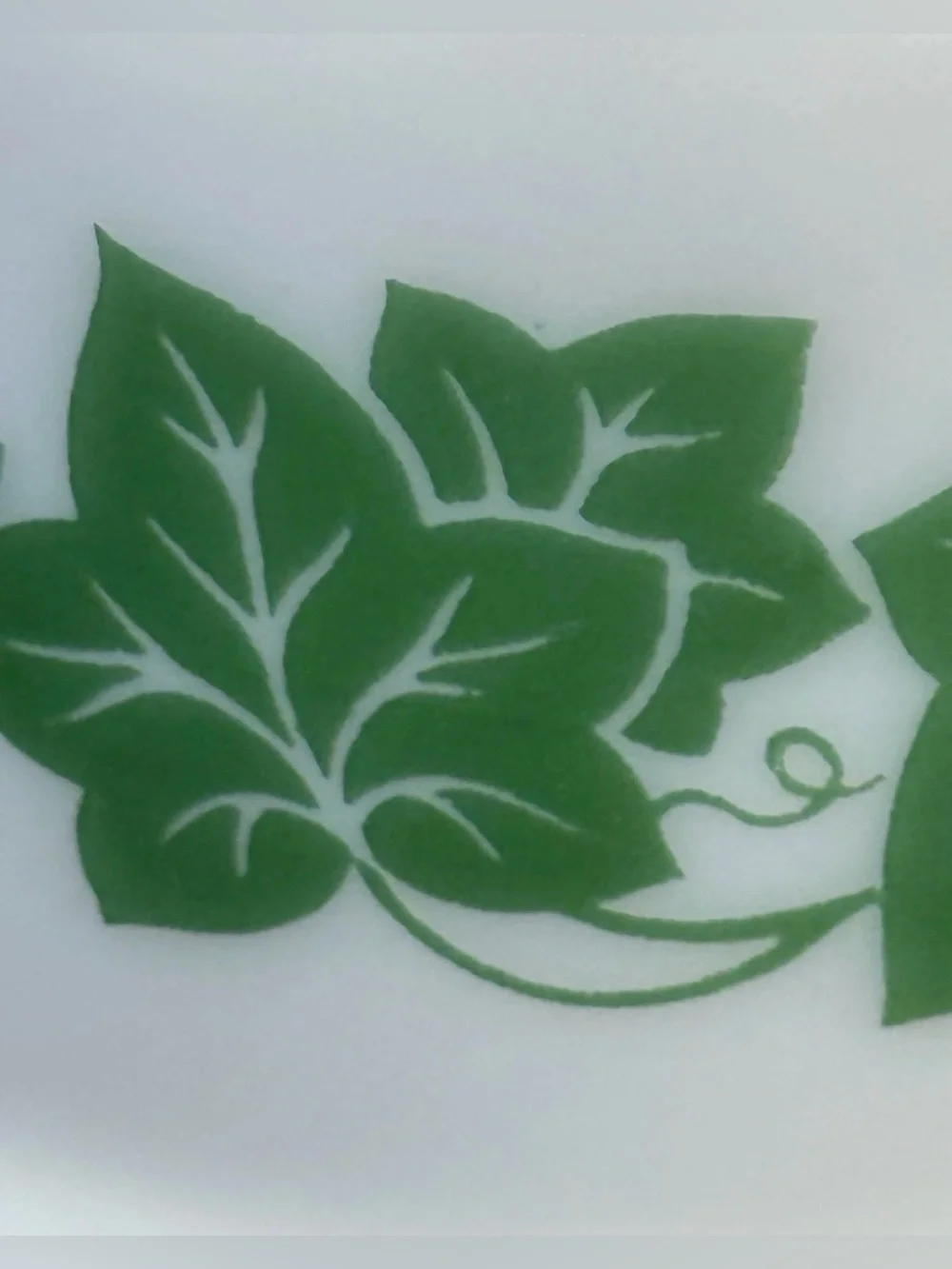 Vintage Hazel Atlas Milk Glass Green Ivy Mixing Bowls 6